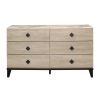 Modern Design Bedroom Furniture 1pc Cream Finish and Black 6 Drawers Beautiful Dresser with Faux Marble Top